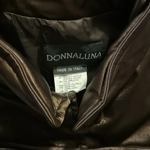 donnaluna brown satin puffer bomber jacket size 12 made in Italy - Picture 4 of 8
